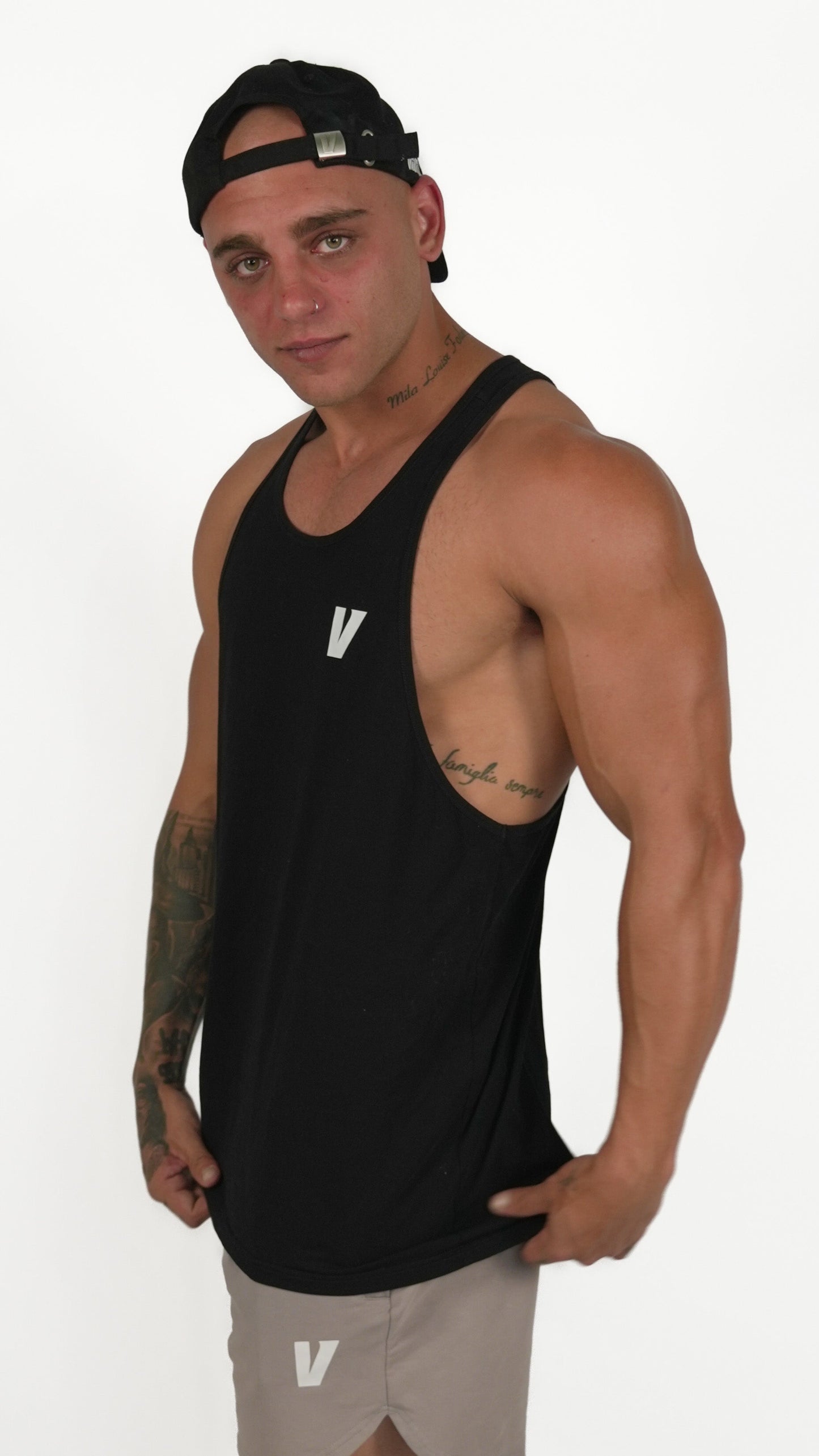 Y Back Singlet - Black