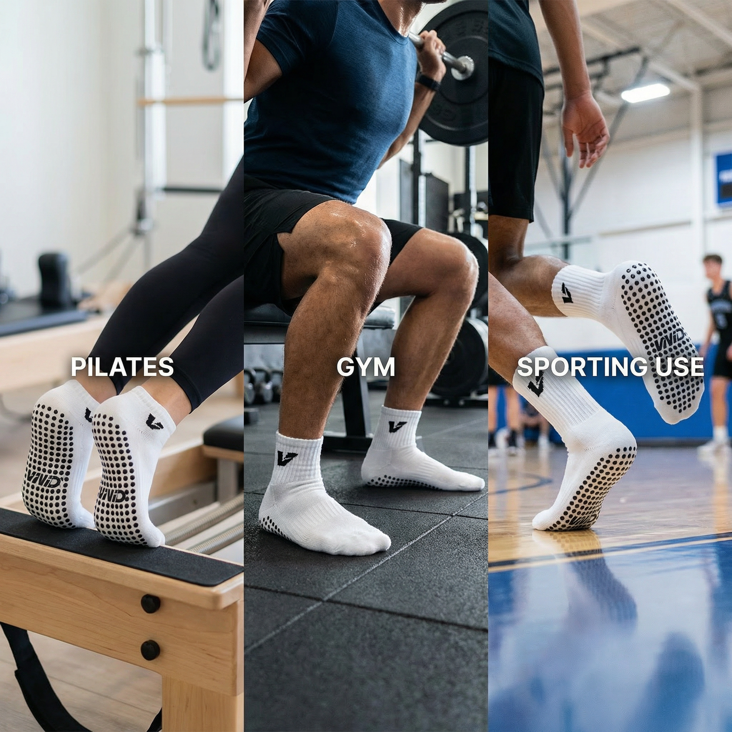 Grip Socks – Non Slip Gym, Sport, Pilates & Yoga Socks (ONE SIZE FITS MOST)
