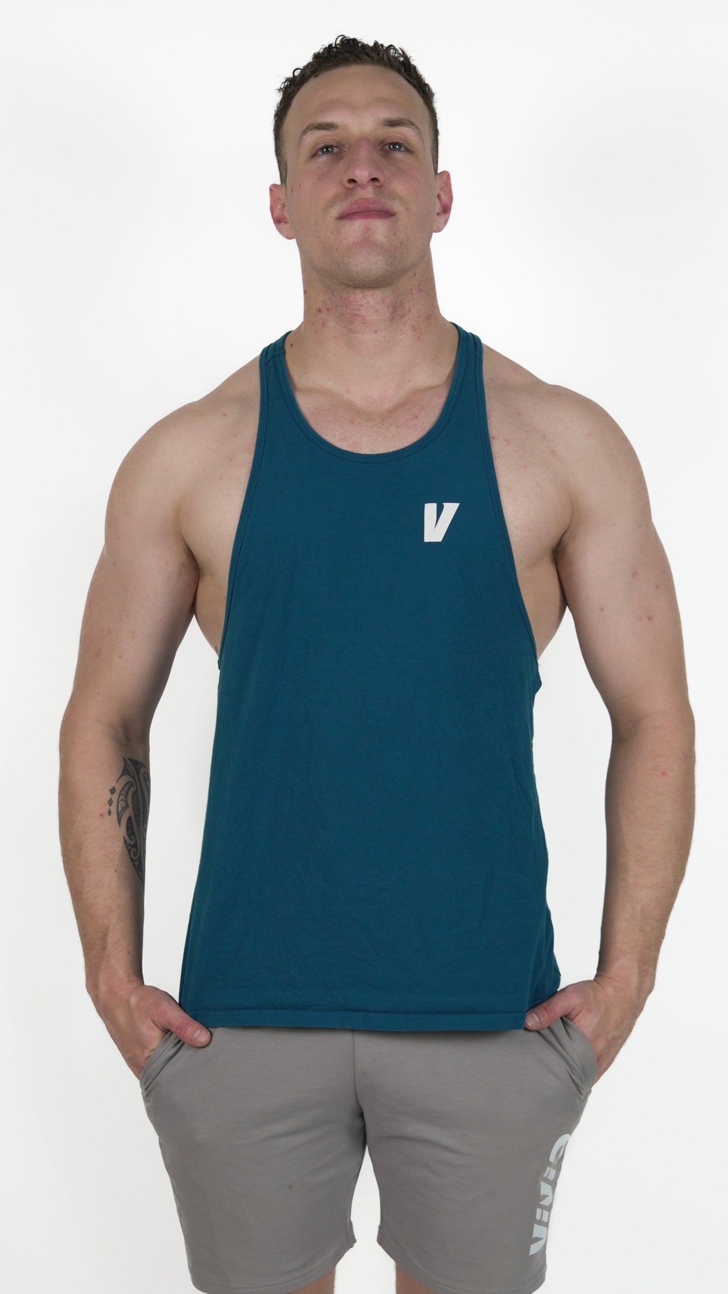 Y Back Singlet - Blue