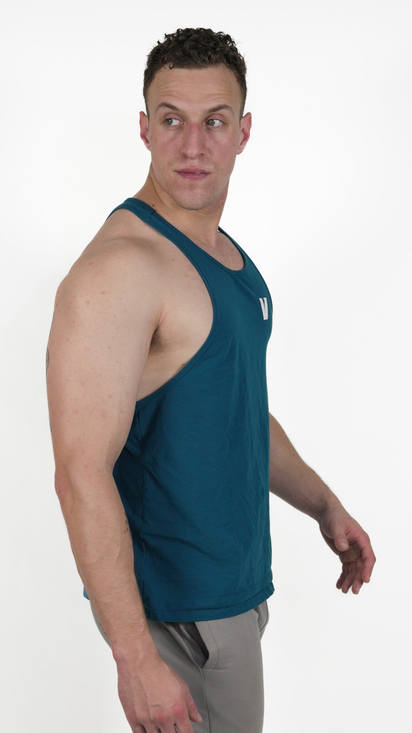 Y Back Singlet - Blue