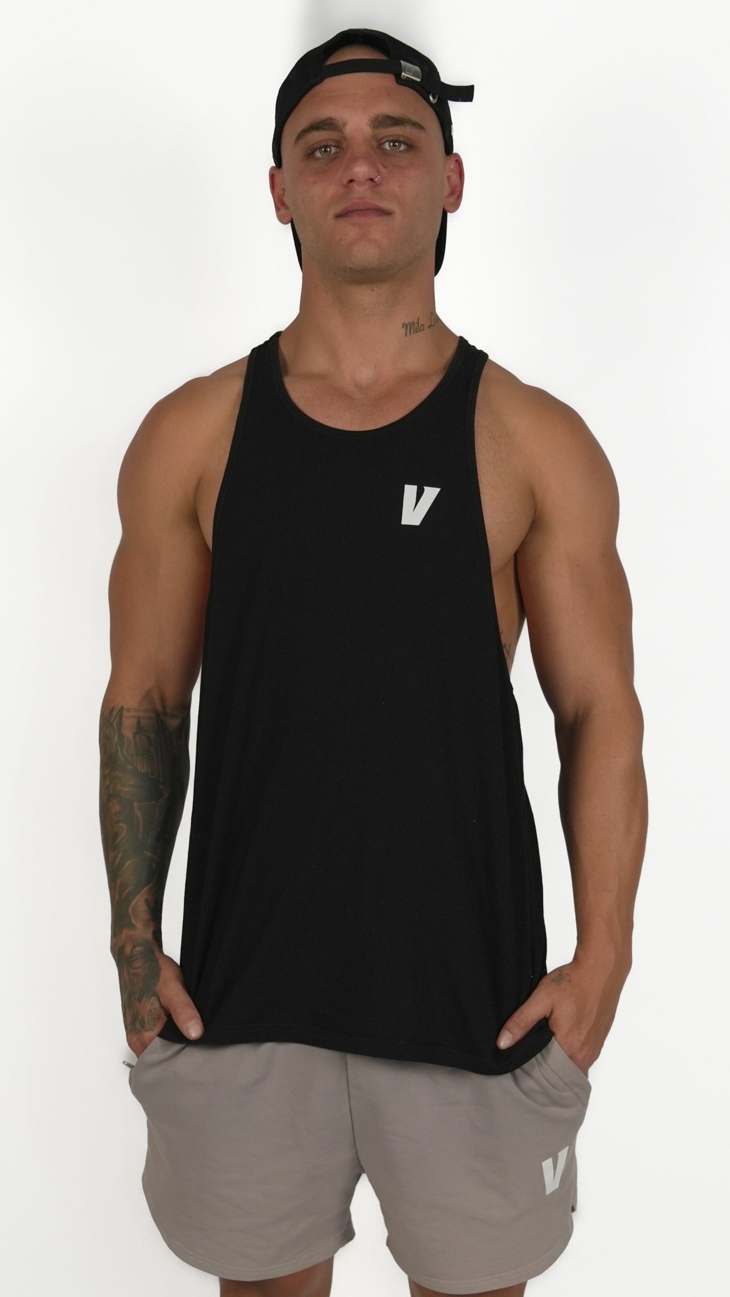 Y Back Singlet - Black