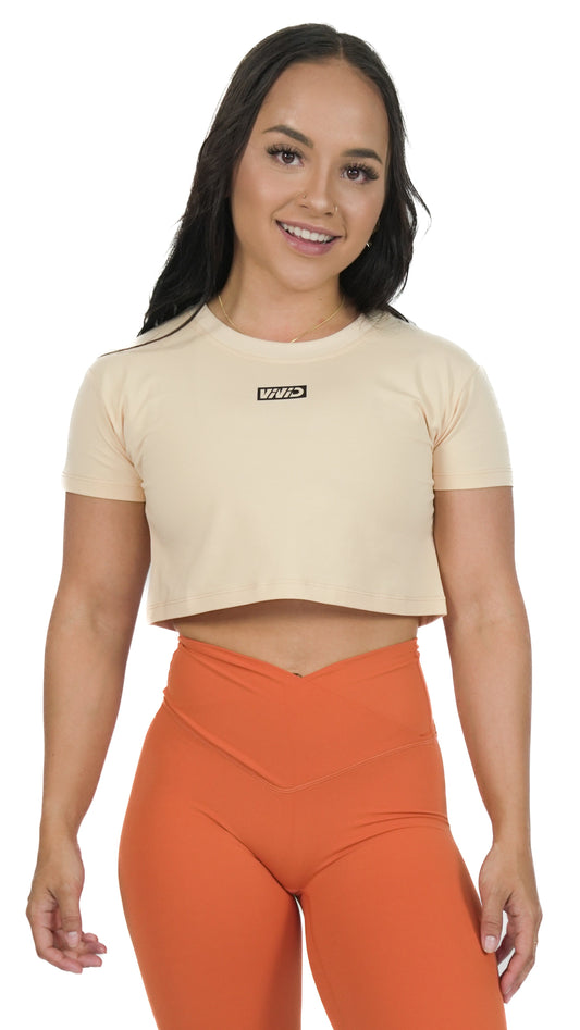 Boxed Crop Tee - Tan
