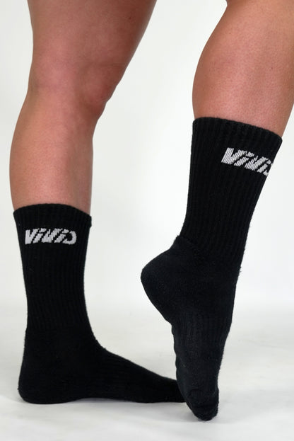 Black Cotton Crew Socks - 3Pk - Unisex