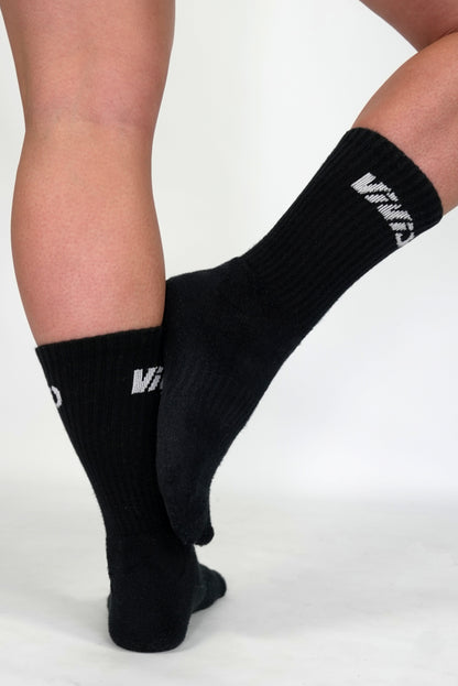 Black Cotton Crew Socks - 3Pk - Unisex