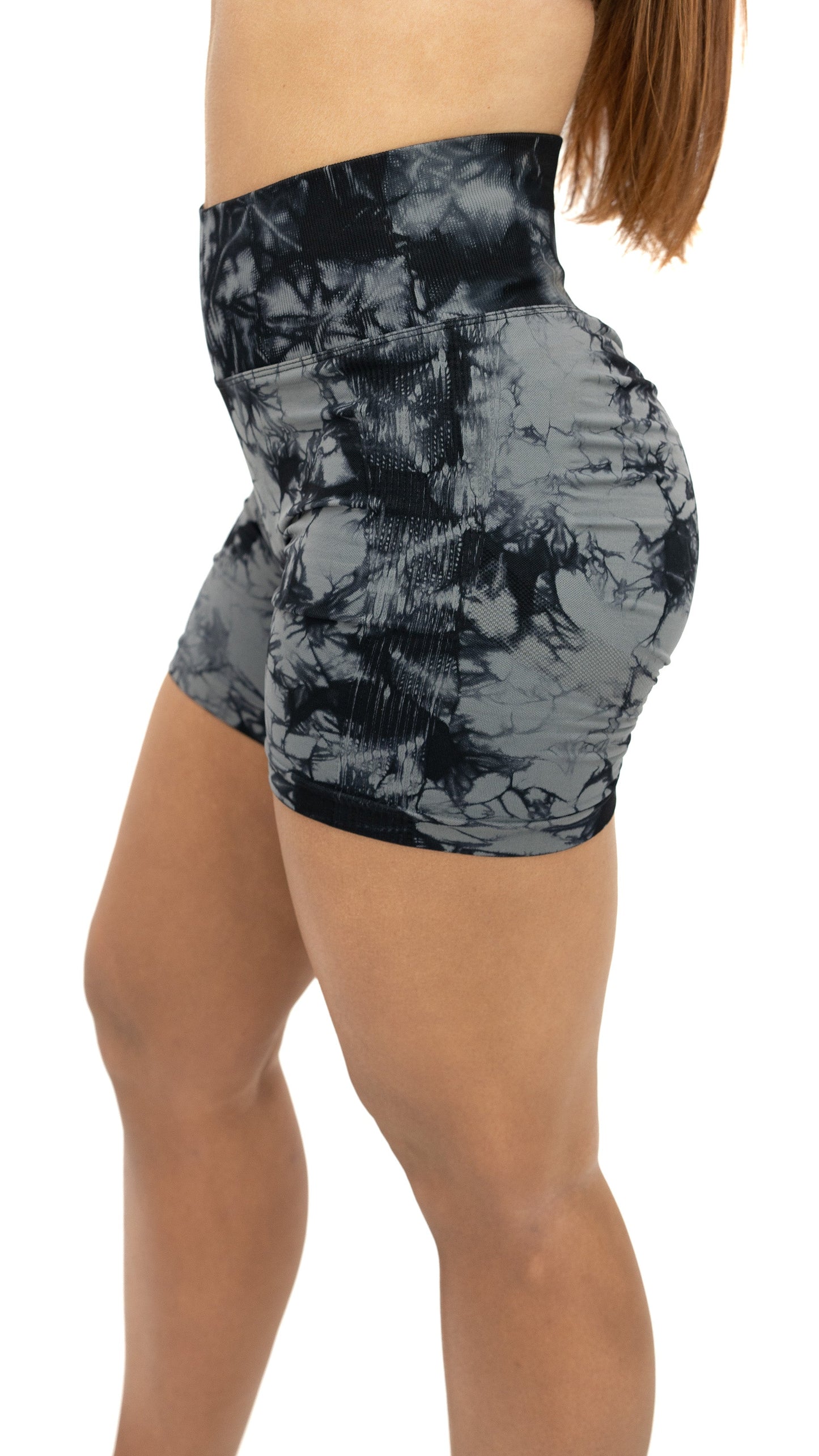 Seamless Scrunch Shorts - Patterned Black