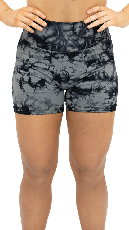 Seamless Scrunch Shorts - Patterned Black