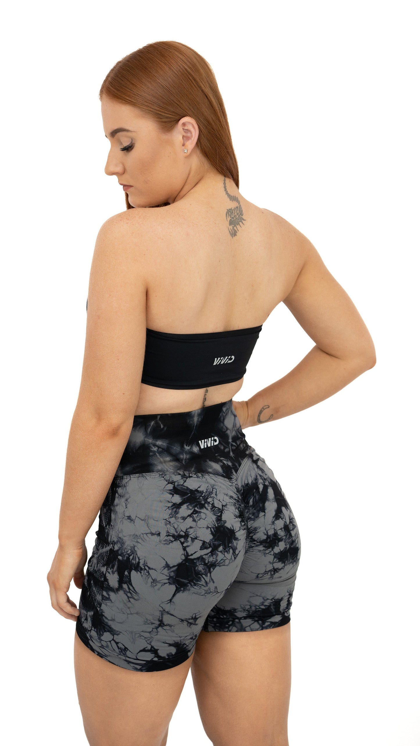 Seamless Scrunch Shorts - Patterned Black